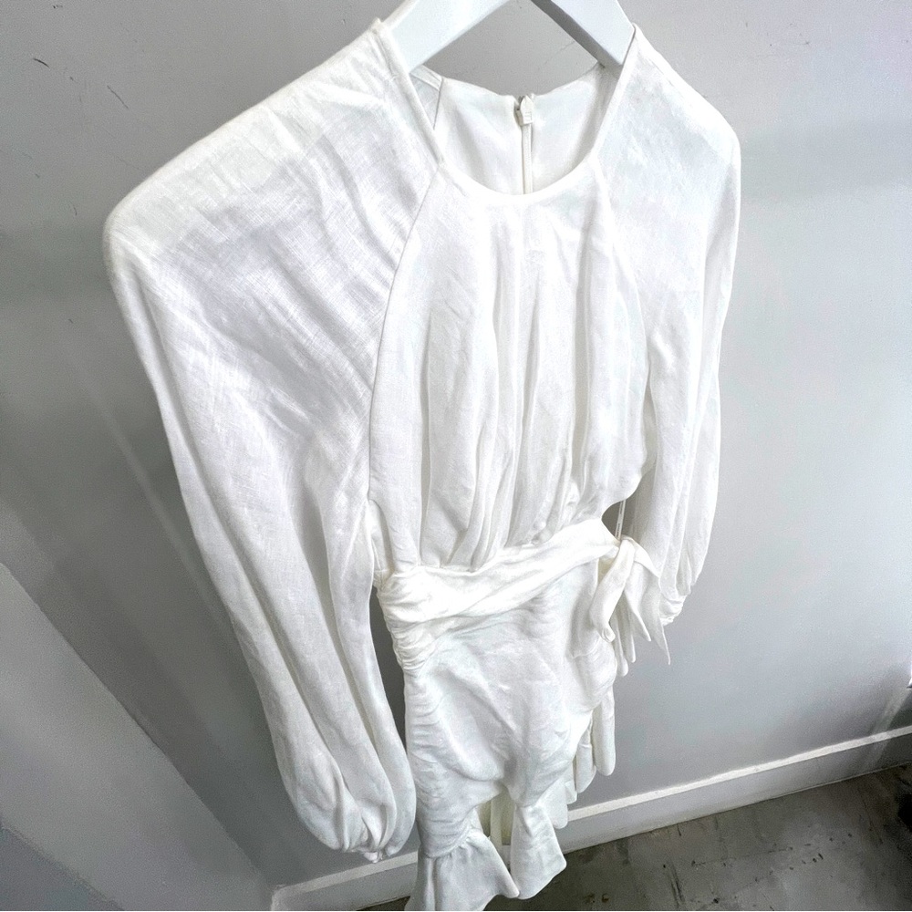 Zimmermann Lyre Wrap Billow mini dress in ivory